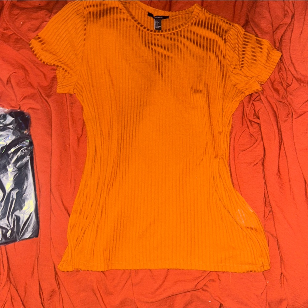 Forever 21 Ribbed Orange Top - Size Large